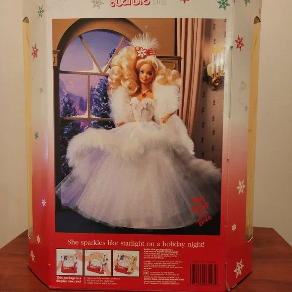 1989 Special Edition Happy Holidays Barbie NRFB White Dress